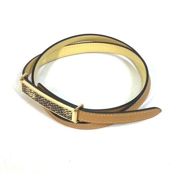 HERMES Thin belt belt Leather yellow main image 5